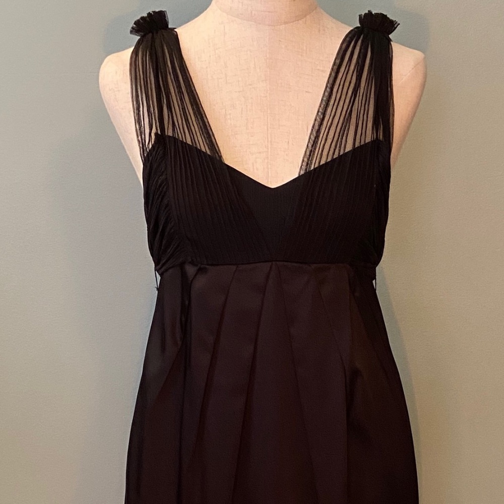 BCBG MaxAzria Pleated Silk Mesh Ribbon Dress Sz 4